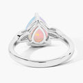 1.40 Ct Pear White Ethiopian Opal & Lab Diamond Prong Silver Cocktail Ring by Fine Color Jewels