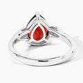 2.45 Ct Pear Red Mozambique Garnet & Lab Diamond Prong Silver Cocktail Ring by Fine Color Jewels