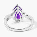 2.50 Ct Pear Purple Amethyst and Lab Diamond Prong Silver Pave Bypass Ring by Fine Color Jewels