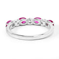 0.80 Ct Oval Pink Ruby & Lab Diamond Prong Silver Half Eternity Seven Stone Ring by Fine Color Jewels