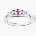 0.62 Ct Oval Pink Ruby & Lab Diamond Prong Silver Graduated Five Stone Ring by Fine Color Jewels