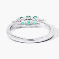 0.49 Ct Oval Green Zambian Emerald & Lab Diamond Prong Silver Graduated Five Stone Ring by Fine Color Jewels