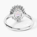 0.90 Ct Oval White Ethiopian Opal and Lab Diamond Prong Silver Halo Ring by Fine Color Jewels