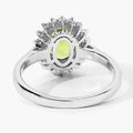 1.70 Ct Oval Green Peridot and Lab Diamond Prong Silver Halo Ring by Fine Color Jewels