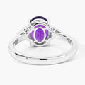 1.60 Ct Oval Purple Amethyst and Lab Diamond Prong Silver Cocktail Ring by Fine Color Jewels
