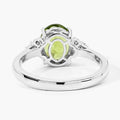 1.70 Ct Oval Green Peridot and Lab Diamond Prong Silver Cocktail Ring by Fine Color Jewels