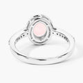 0.65 Ct Oval White Ethiopian Opal and Lab Diamond Prong Silver Halo Pave Ring by Fine Color Jewels