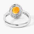 1.70 Ct Oval Yellow Madeira Citrine & Lab Diamond Prong Silver Halo Pave Ring by Fine Color Jewels