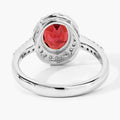 2 Ct Oval Red Mozambique Garnet and Lab Diamond Prong Silver Halo Pave Ring by Fine Color Jewels