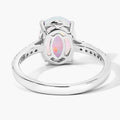 1.56 Ct Oval White Ethiopian Opal and Lab Diamond Silver Pave Bridge Ring by Fine Color Jewels