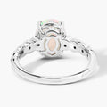 1.56 Ct Oval White Ethiopian Opal and Lab Diamond Prong Silver Bridge Ring by Fine Color Jewels