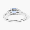 0.60 Ct Oval Blue Aquamarine and Lab Diamond Prong Sterling Silver Cocktail Ring by Fine Color Jewels