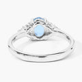 0.60 Ct Oval Blue Aquamarine and Lab Diamond Prong Silver Cocktail Ring by Fine Color Jewels