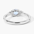0.38 Ct Round Blue Aquamarine and Lab Diamond Prong Silver Three Stone Ring by Fine Color Jewels
