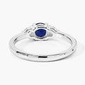 0.65 Ct Round Blue Sapphire and Lab Diamond Prong Silver Three Stone Promise Ring by Fine Color Jewels