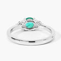 0.42 Ct Round Green Zambian Emerald & Lab Diamond Prong Silver Three Stone Ring by Fine Color Jewels
