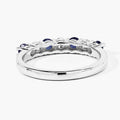 0.52 Ct Round Blue Sapphire Lab Diamond Prong Silver 7 Stone Half Eternity Ring by Fine Color Jewels