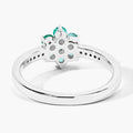 0.42 Ct Round Green Zambian Emerald & Lab Diamond Prong Silver Pave Floral Ring by Fine Color Jewels