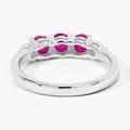 0.81 Ct Round Red Mozambique Ruby & Lab Diamond Prong Silver Five Stone Ring by Fine Color Jewels