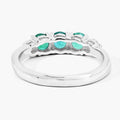 0.69 Ct Round Green Zambian Emerald & Lab Diamond Prong Silver Five Stone Ring by Fine Color Jewels