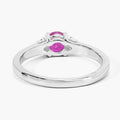 0.55 Ct Round Red Mozambique Ruby and Lab Diamond Prong Silver Cocktail Ring by Fine Color Jewels