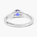 0.47 Ct Round Violet Tanzanite & Lab Diamond Prong Silver Cocktail Ring by Fine Color Jewels