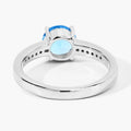 1.48 Ct Round Swiss Blue Topaz & Lab Diamond Prong Silver Pave Bridge Ring by Fine Color Jewels