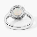 0.90 Ct Round White Ethiopian Opal Lab Diamond Prong Silver Pave Halo Ring by Fine Color Jewels