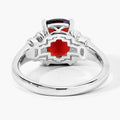 2.40 Ct Cushion Red Mozambique Garnet and Lab Diamond Prong Silver Bridge Ring by Fine Color Jewels
