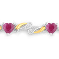 1.09 Ct Heart Pink Ruby Prong Silver Bolo Adjustable Bracelet by Fine Color Jewels