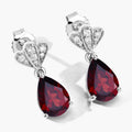3.80 Ct Pear Red Mozambique Garnet & Lab Diamond Prong Silver Teardrop Dangle Earrings by Fine Color Jewels