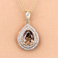 2.01 Ct Genuine Pear Brown Diamond 18K Yellow Gold Statement Pendant by Fine Color Jewels