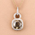 2.50 Ct Genuine Cushion Brown Diamond 18K Yellow Gold Statement Pendant by Fine Color Jewels
