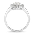 Oval Lab Diamond Prong Platinum Bridal Floral Halo Ring by Fine Color Jewels