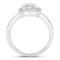 1.80 Ct Oval Lab Grown Diamond Prong Thick Band Platinum Halo Bridal Ring by Fine Color Jewels