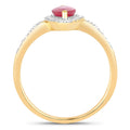 0.79 Ct Marquise Pink Ruby & White Diamond Prong 14K Yellow Gold Halo Ring by Fine Color Jewels