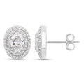 1.32 Ct. Oval Lab Grown Diamond Prong Platinum Double Bridal Halo Stud Earrings by Fine Color Jewels