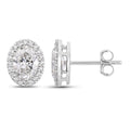 1.76 Ct Oval Lab Grown Diamond Prong Platinum Bridal Halo Stud Earrings by Fine Color Jewels