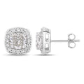 Cushion Lab Grown Diamond Prong Platinum Bridal Halo Stud Earrings by Fine Color Jewels