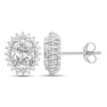 2.45 Ct Oval Lab Grown Diamond Prong Platinum Bridal Floral Stud Earrings by Fine Color Jewels