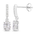 1.64 Ct Oval Lab Grown Diamond Prong Platinum Dangle Drop Bridal Earrings by Fine Color Jewels