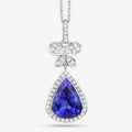 5.54 Ct Genuine Pear Tanzanite and Diamond 18K White Gold Statement Pendant by Fine Color Jewels