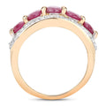 1.50 Ct Oval Pink Ruby & Diamond Prong Silver Five Stone Halo Ring by Fine Color Jewels