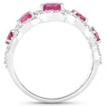 1.45 Ct Round Pink Ruby & Diamond Prong 14K White Gold Five Stone Halo Ring by Fine Color Jewels