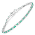 2.88 Ct Oval Emerald Prong Sterling Silver Tennis Bracelet by Fine Color Jewels