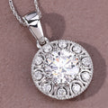 2.32 Ct Round Lab Grown Diamond Prong Platinum Bridal Halo Floral Pendant by Fine Color Jewels