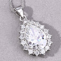 3.56 Ct Pear Lab Diamond Prong Platinum Halo Floral Teardrop Bridal Pendant by Fine Color Jewels