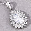 3.90 Ct Pear Shaped Lab Diamond Prong Platinum Bridal Floral Halo Teardrop Pendant by Fine Color Jewels