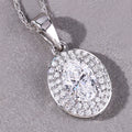0.92 Ct Oval Lab Grown Diamond Prong Platinum Double Halo Bridal Pendant by Fine Color Jewels