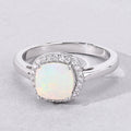 0.80 Ct Cushion Ethiopian Opal & Lab Diamond Prong Sterling Silver Halo Ring by Fine Color Jewels